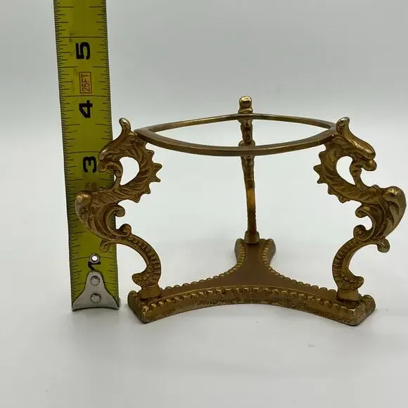 Vintage Solid Brass Scroll Display Stand for Paperweight Orb Sphere Egg Candle - Picture 7 of 7